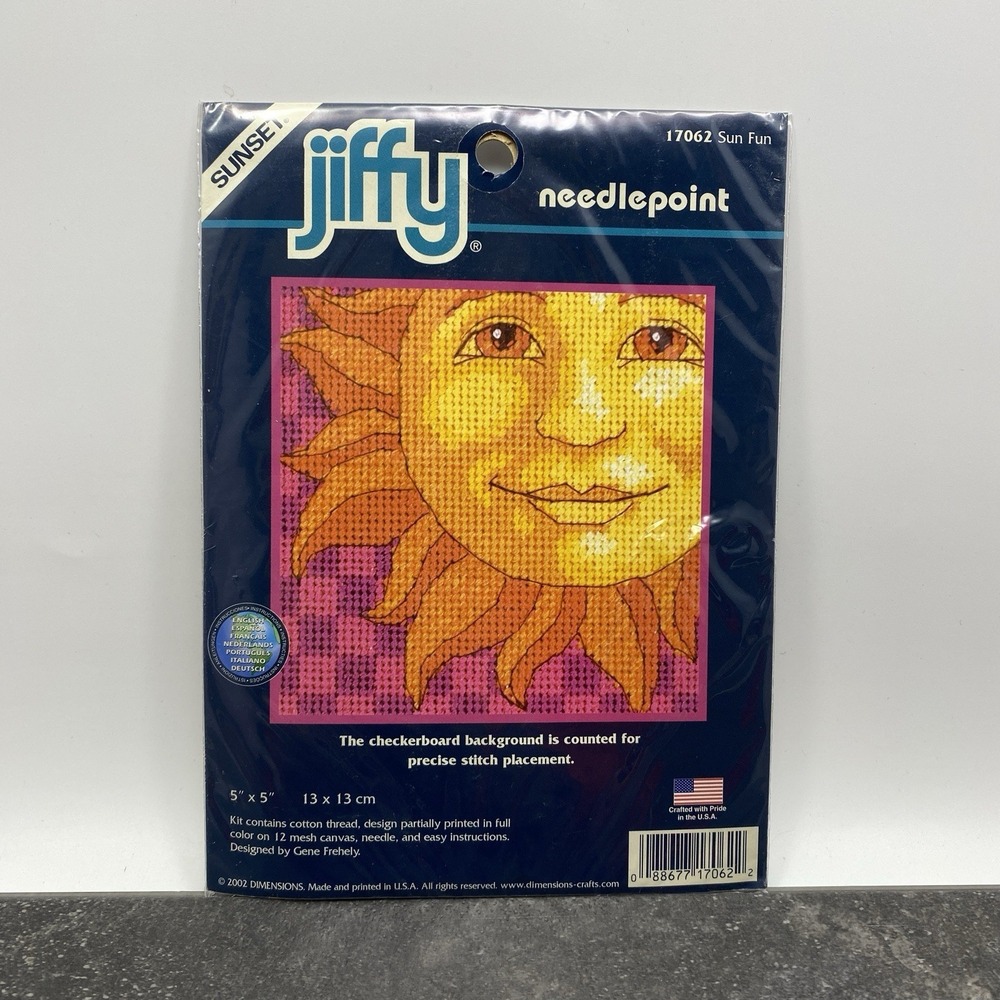 Jiffy Dimensions Sun Fun Kit 17062 Celestial Cross Stitch 5x5 Needlepoint USA
